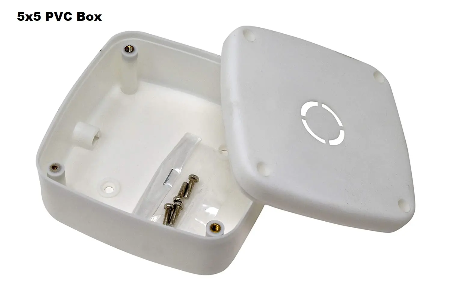 PVC Square Junction Box for CCTV Cameras with Nails - 5x5